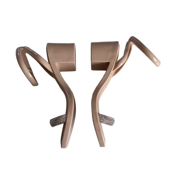 Melissa Women’s Shiny Pink Metallic Toe Strap Block Heel Sandals Size 5 - Picture 3 of 7